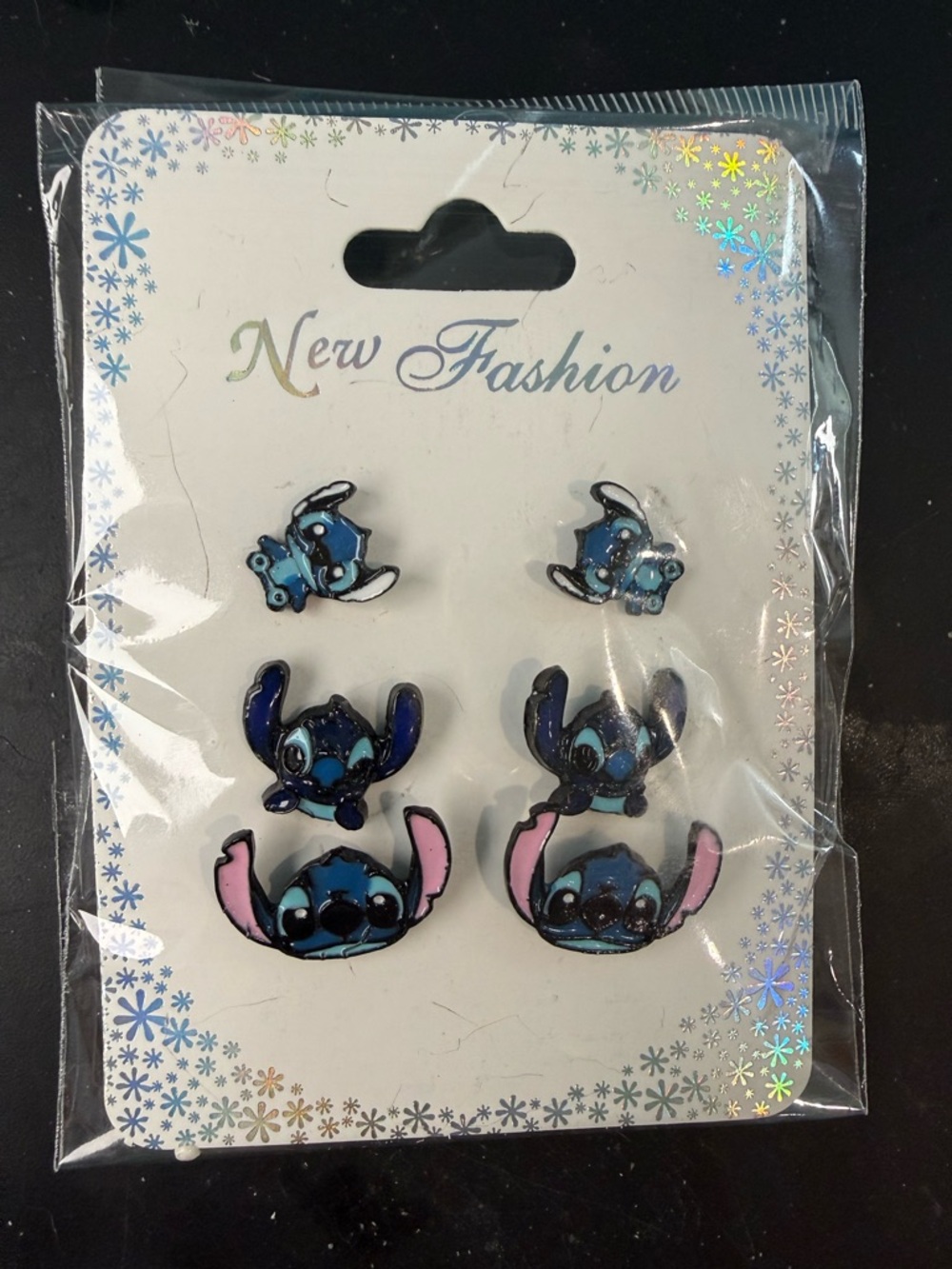 Stitch Disney Earrings Set 3 Cute Stud Pair New Traditions Kids Cartoon Jewelry.